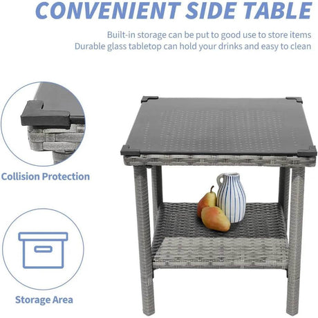 5-Piece Gray Wicker Outdoor Patio Furniture Set - Omega Lifestyles