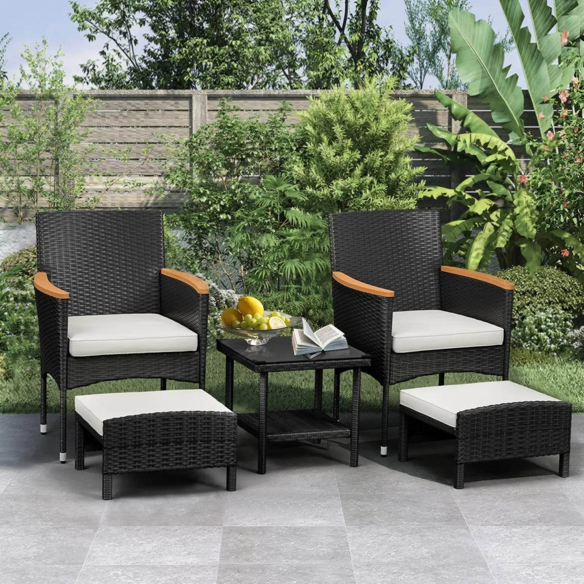 5-Piece Gray Wicker Outdoor Patio Furniture Set - Omega Lifestyles