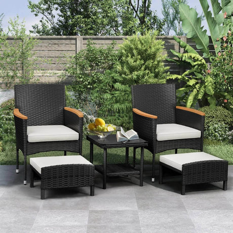 5-Piece Gray Wicker Outdoor Patio Furniture Set - Omega Lifestyles