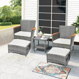 5-Piece Gray Wicker Outdoor Patio Furniture Set - Omega Lifestyles