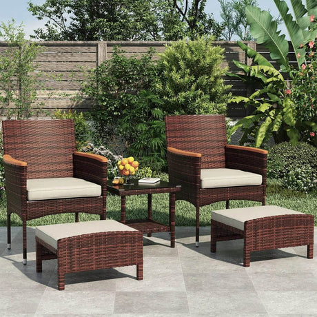 5-Piece Gray Wicker Outdoor Patio Furniture Set - Omega Lifestyles