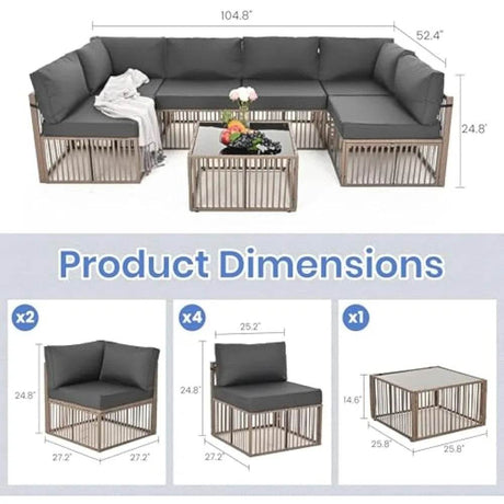 7-Piece All-Weather PE Rattan Outdoor Sectional Set - Omega Lifestyles