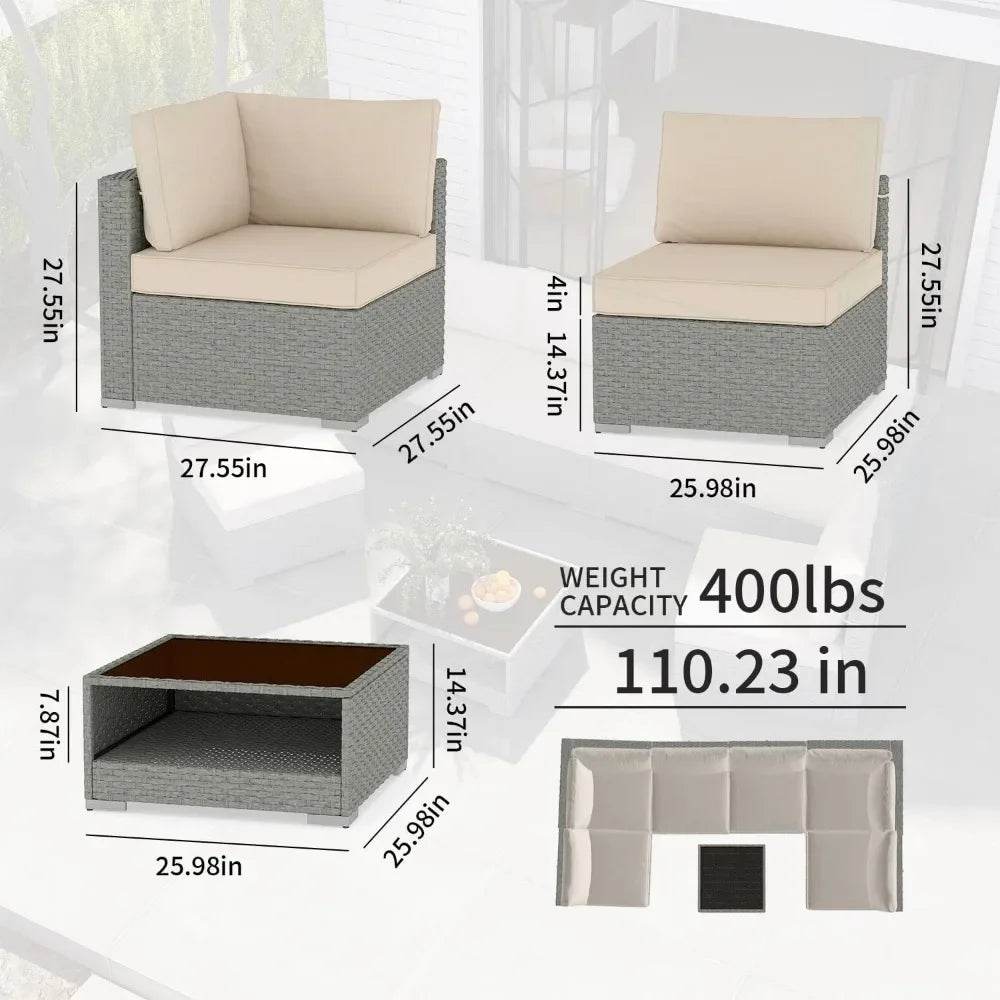 7-Piece All-Weather Wicker Patio Furniture Conversation Set - Omega Lifestyles