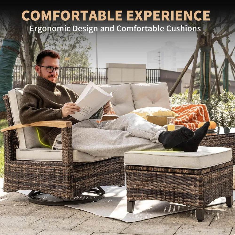 7-Piece PE Wicker Outdoor Patio Furniture Set - Omega Lifestyles