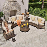 9-Piece Half-Moon Outdoor Patio Furniture Set - Omega Lifestyles