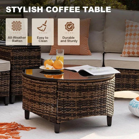 9-Piece Half-Moon Outdoor Patio Furniture Set - Omega Lifestyles