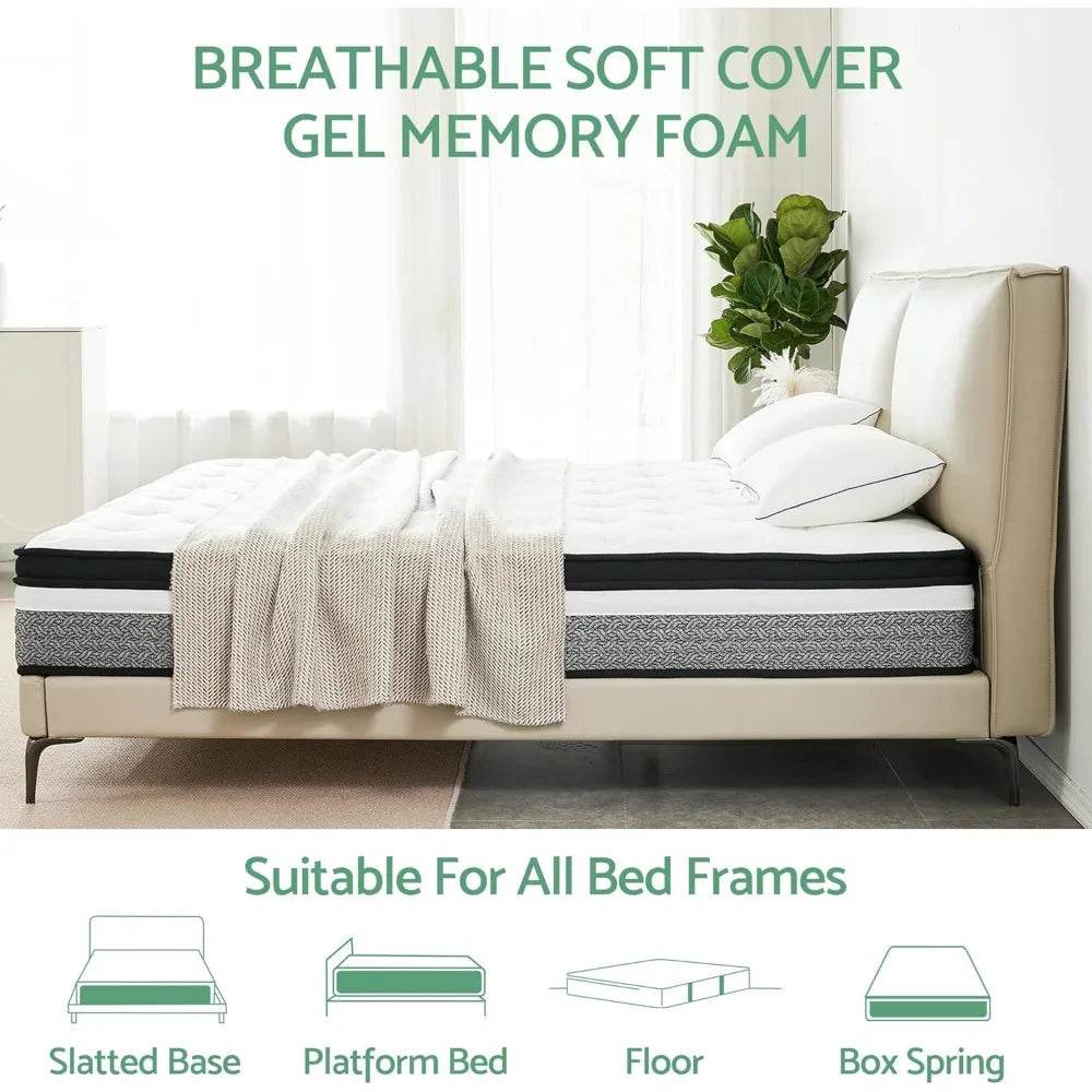 Medium Firm Hybrid 12-Inch Pillow Top Mattress - Sleep Galleria