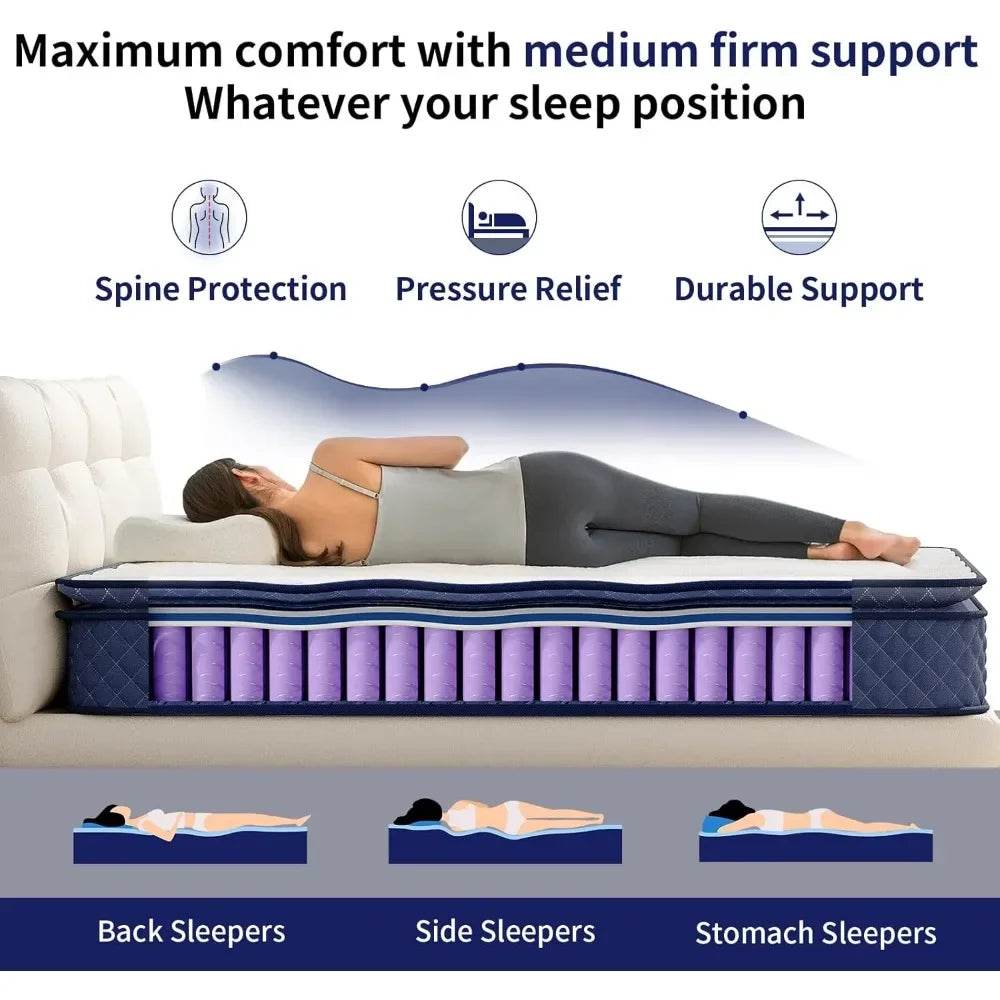 Medium Hybrid Gel Memory Foam Pocket Spring Mattress - Omega Lifestyles