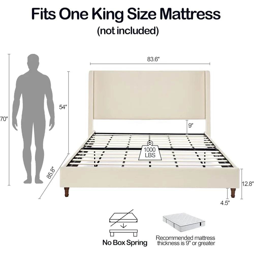 Modern Upholstered Platform Bed Frame - Omega Lifestyles