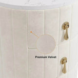 Modern Velvet Upholstered Nightstand With Stone Top - Omega Lifestyles