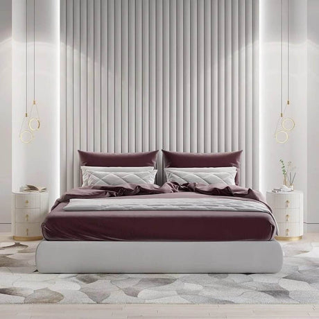 Modern Velvet Upholstered Nightstand With Stone Top - Omega Lifestyles