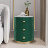 Modern Velvet Upholstered Nightstand With Stone Top - Omega Lifestyles