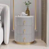 Modern Velvet Upholstered Nightstand With Stone Top - Omega Lifestyles