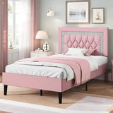 Upholstered Platform Bed Frame With Tufted Headboard - Omega Lifestyles