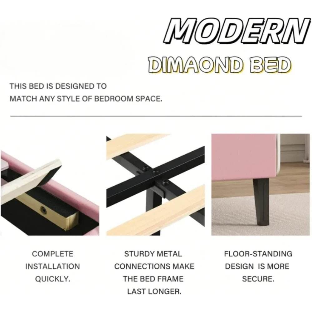 Upholstered Platform Bed Frame With Tufted Headboard - Omega Lifestyles