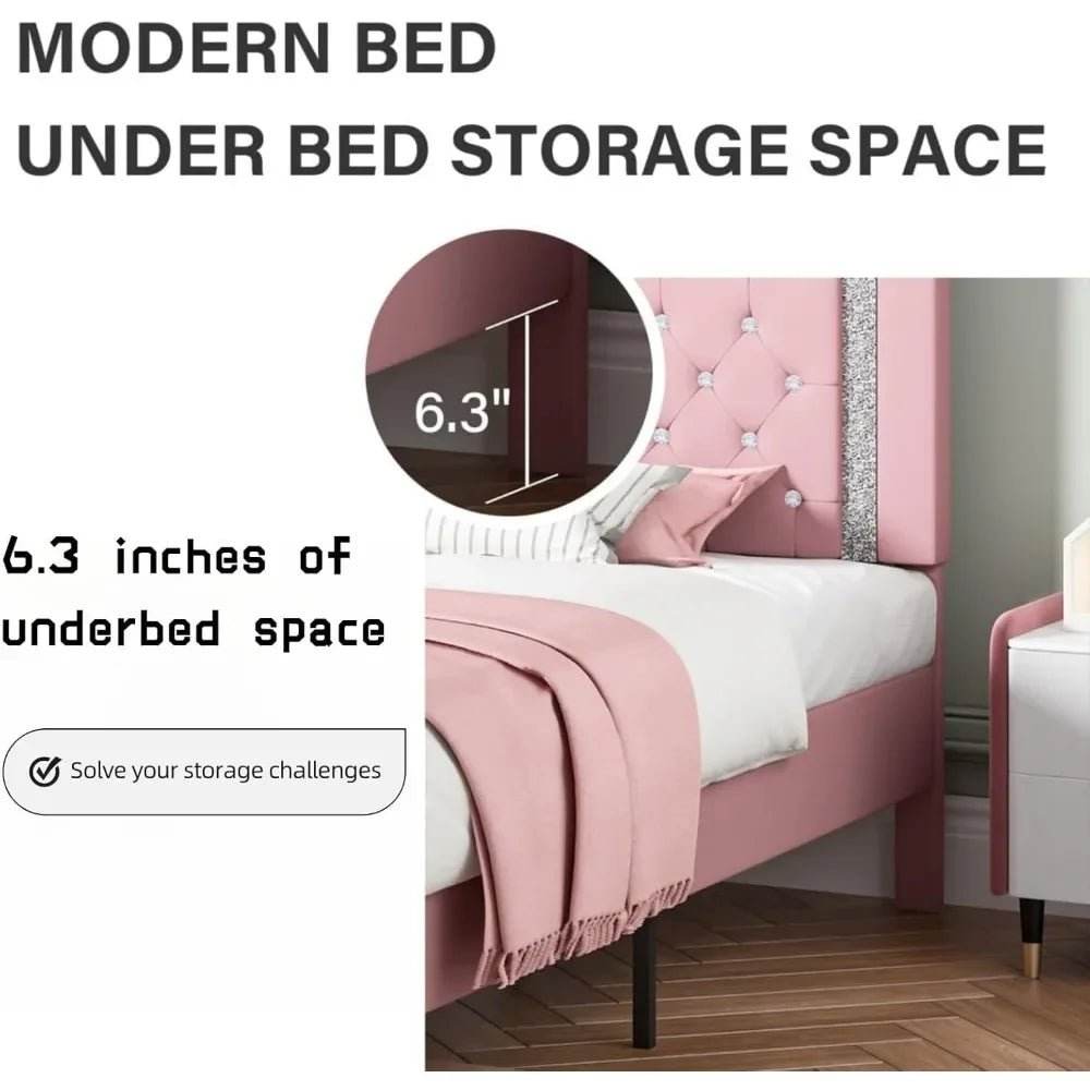 Upholstered Platform Bed Frame With Tufted Headboard - Omega Lifestyles