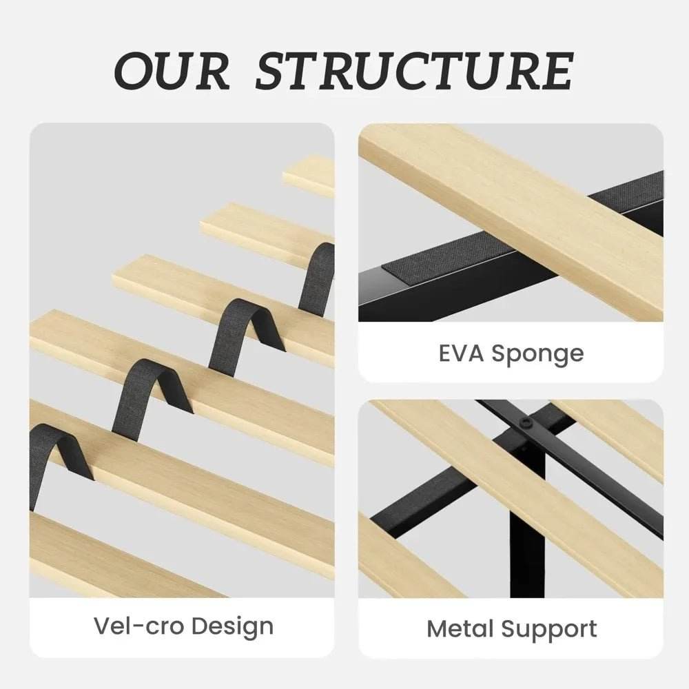 Velvet Upholstered Platform Bed Frame With Noise-Free Support - Omega Lifestyles