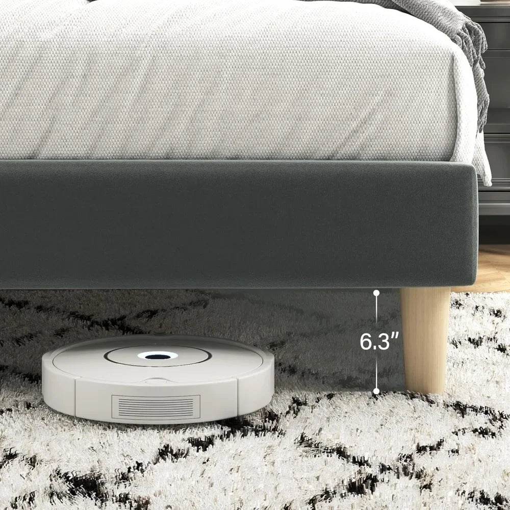 Velvet Upholstered Platform Bed Frame With Noise-Free Support - Omega Lifestyles