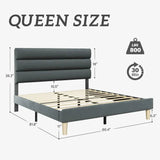Velvet Upholstered Platform Bed Frame With Noise-Free Support - Omega Lifestyles