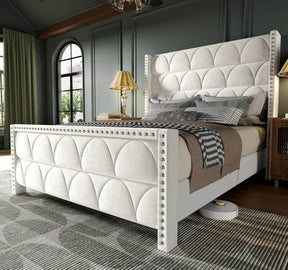 Velvet Wingback Platform Bed Frame - Omega Lifestyles