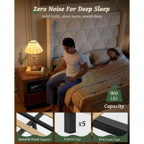 Velvet Wingback Platform Bed Frame - Omega Lifestyles