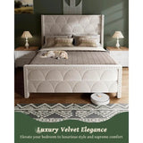 Velvet Wingback Platform Bed Frame - Omega Lifestyles