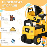 CAT Licensed Kids Ride - On Excavator Toy With Shovel And Storage - Aosom - Omega Lifestyles