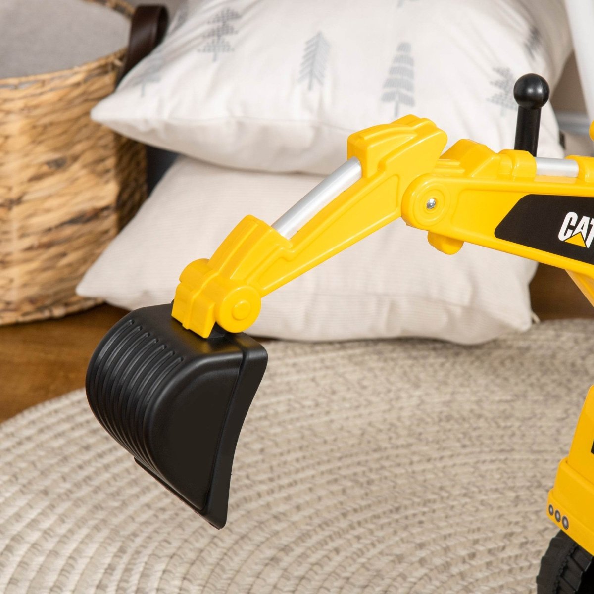 CAT Licensed Kids Ride - On Excavator Toy With Shovel And Storage - Aosom - Omega Lifestyles