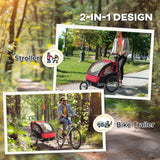 Kids Two - Seat Aluminum Bike Trailer With Safety Harness - Aosom - Omega Lifestyles