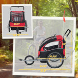 Kids Two - Seat Aluminum Bike Trailer With Safety Harness - Aosom - Omega Lifestyles