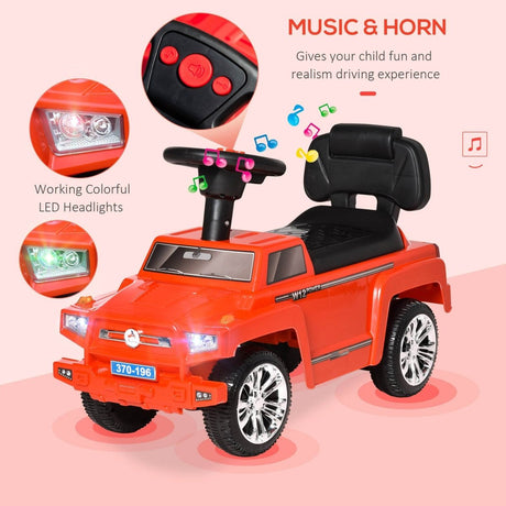 Toddler Ride On Push Car With Horn Music Lights - Aosom - Omega Lifestyles
