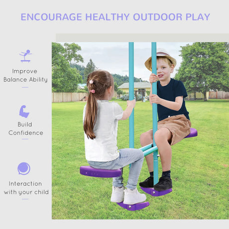 Metal Kids Swing Set With Glider And Adjustable Height - Omega Lifestyles