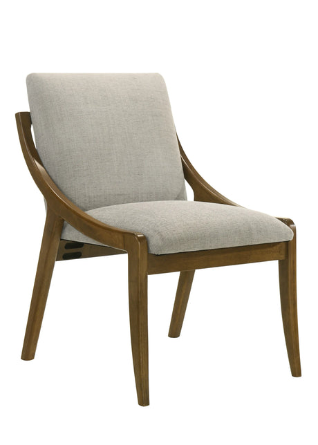 Gray Chenille And Vintage Oak Side Chair Set Of 2 - Omega Lifestyles