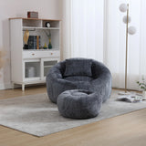Chenille Foam Filled Pumpkin Shape Lazy Sofa with Ottoman - Omega Lifestyles