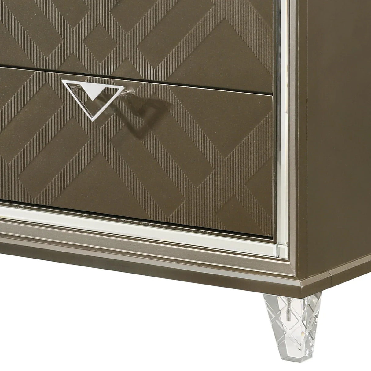 Champagne Synthetic Wood Two-Drawer Modern Nightstand - Omega Lifestyles
