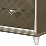 Champagne Synthetic Wood Two-Drawer Modern Nightstand - Omega Lifestyles