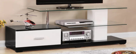 Ivana White Black Finish Rectangular TV Stand With Storage - Omega Lifestyles