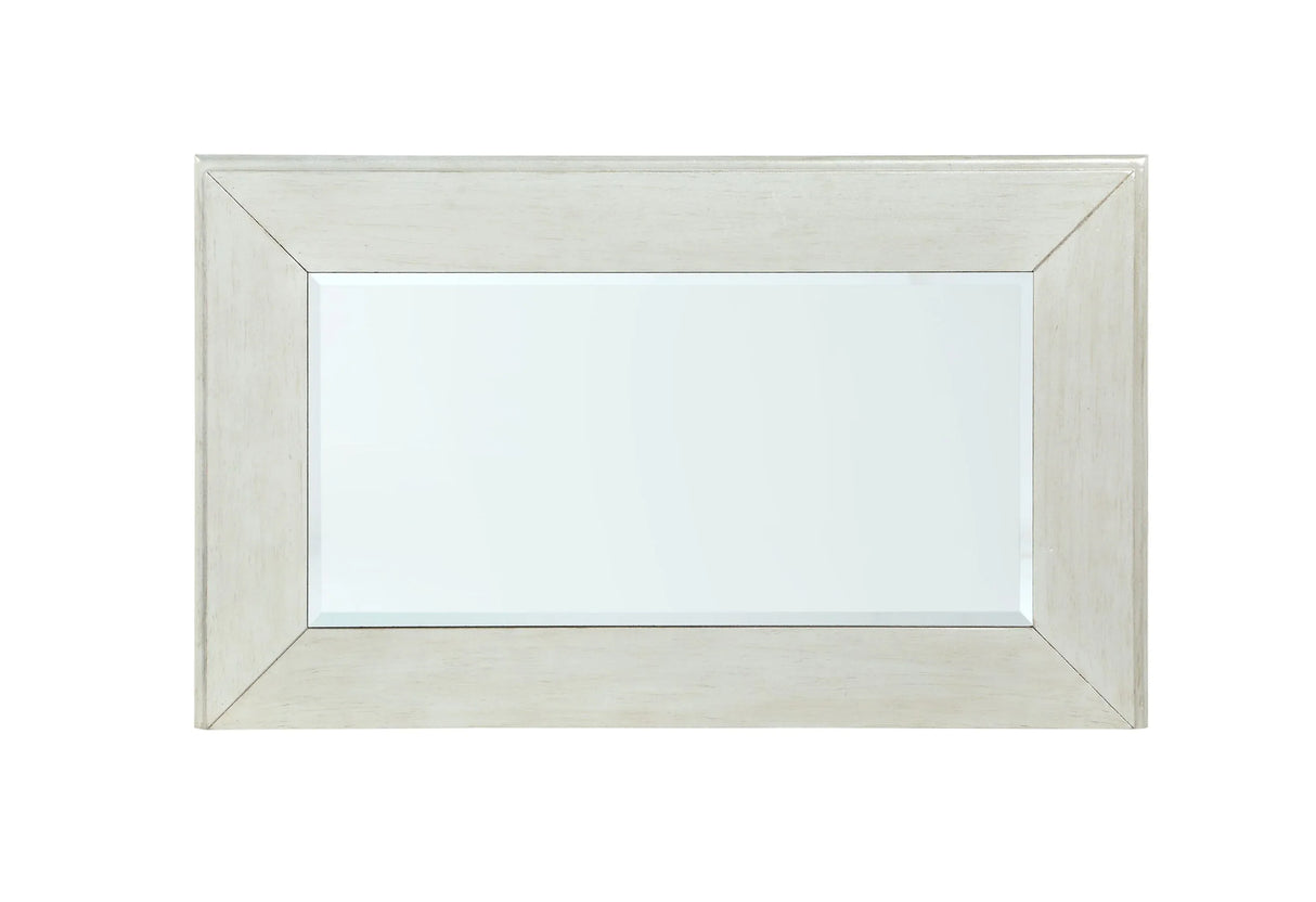 Mirrored Silver Nightstand With Geometric Raised Trim - Omega Lifestyles