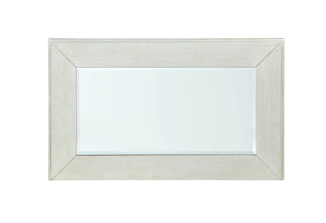 Mirrored Silver Nightstand With Geometric Raised Trim - Omega Lifestyles