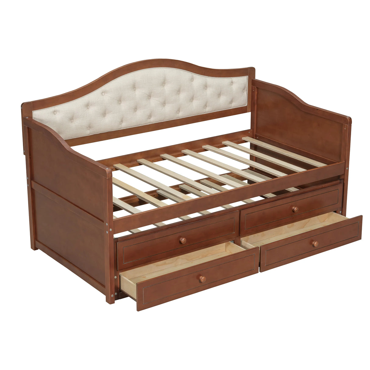 Twin Daybed With Trundle And Storage Drawers Walnut - Omega Lifestyles