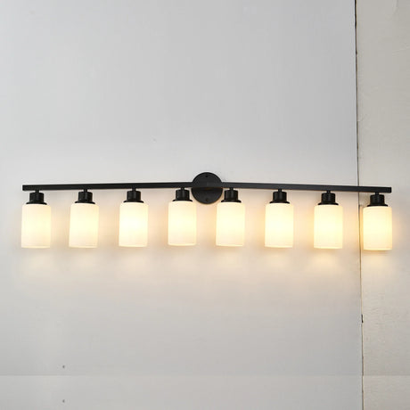 Modern Matte Black Glass 8-Light Wall Sconce Vanity Lamp - Omega Lifestyles