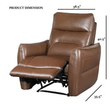 Contemporary Caramel Brown Leather Match Power Recliner - Omega Lifestyles
