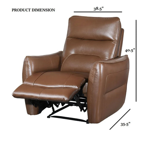 Contemporary Caramel Brown Leather Match Power Recliner - Omega Lifestyles