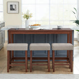 4-Piece Cherry Wood Bar Table Set With Power Outlets - Omega Lifestyles