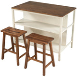 Rustic Solid Wood Kitchen Island Set With Seating - Omega Lifestyles