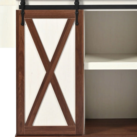 Farmhouse Sliding Barn Door Kitchen Island Cart - Omega Lifestyles