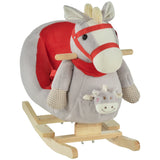 Kids Plush Wood Ride-On Rocking Horse With Lullaby - Omega Lifestyles