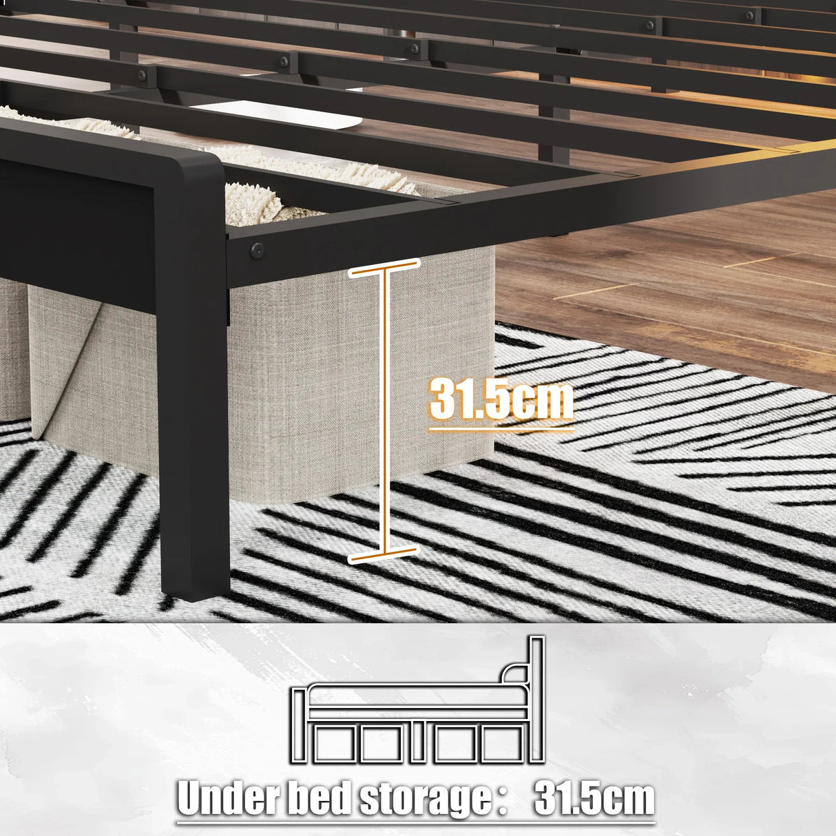 Full Size Metal Platform Bed Frame With LED Lighting USB - Omega Lifestyles