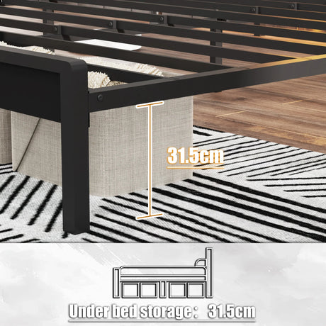 Full Size Metal Platform Bed Frame With LED Lighting USB - Omega Lifestyles