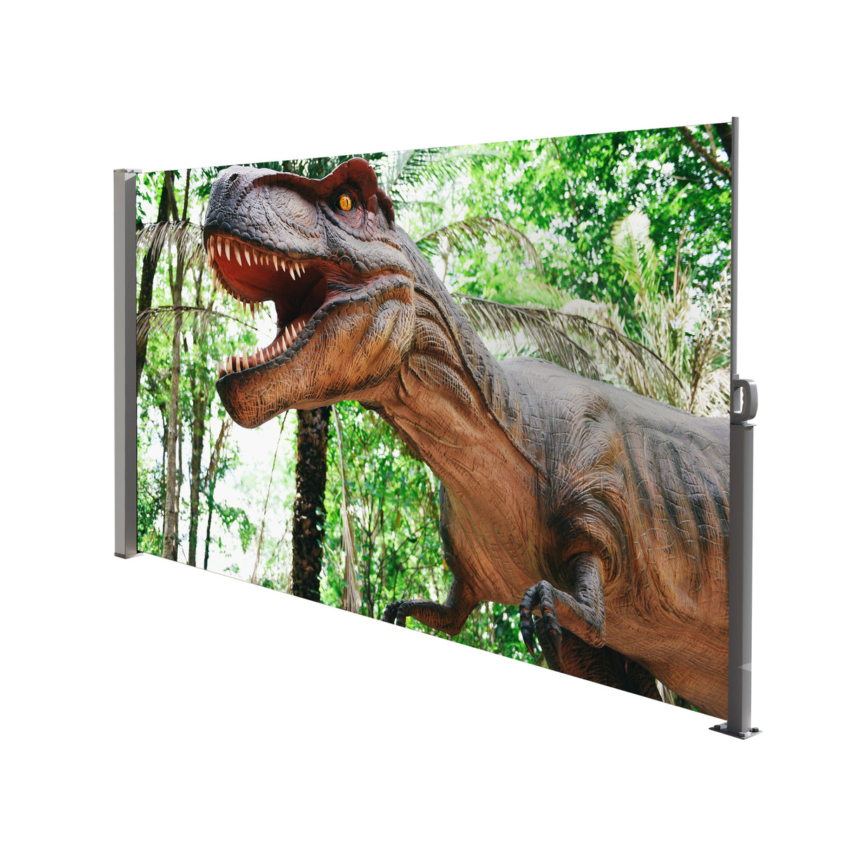 Manual Retractable Gray Side Awning Screen With UV Printing